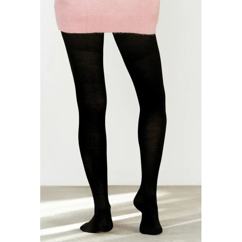 Vlnené pančuchy Merino wool čierne XXL