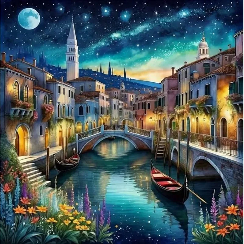 Diamantové maľovanie Norimpex 40x30 cm Nočné Benátky