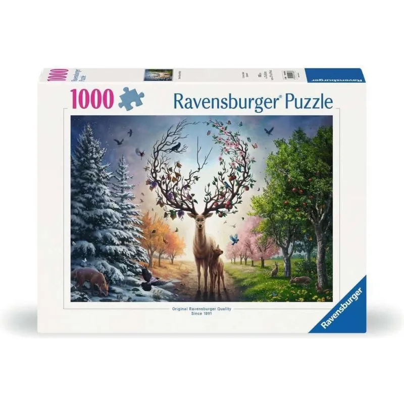 Puzzle Ravensburger 1000 dielikov Kúzelný jeleň a štyri ročné obdobia