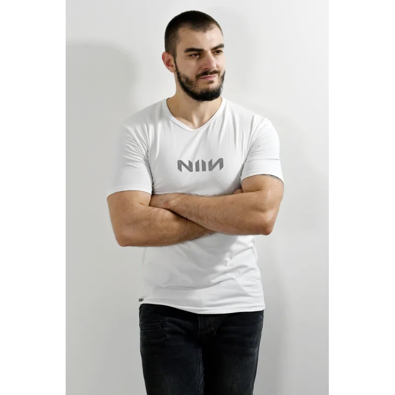 Pánske športové bavlnené tričko NIIN White Air - XL, biela