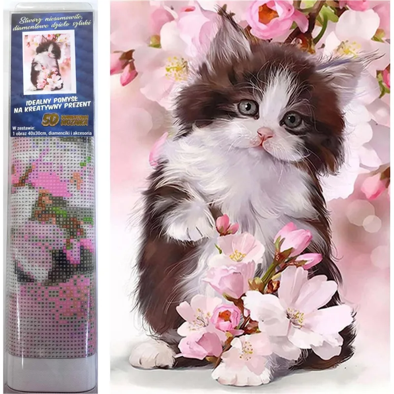 Norimpex Diamantové maľovanie Čiernobiele mačiatko 40x30cm