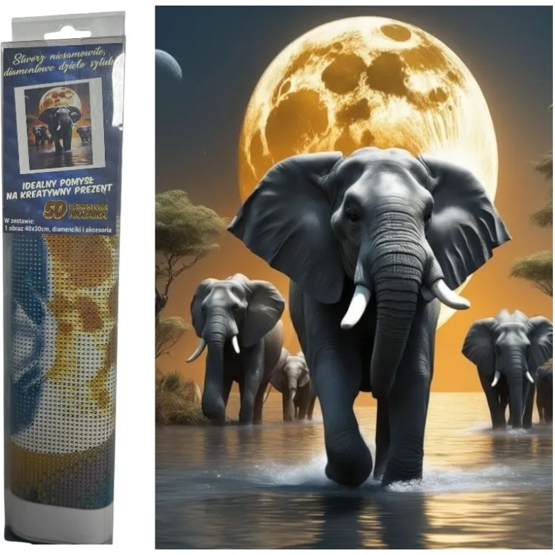 Norimpex Diamantové maľovanie Slonie stádo 40x30cm