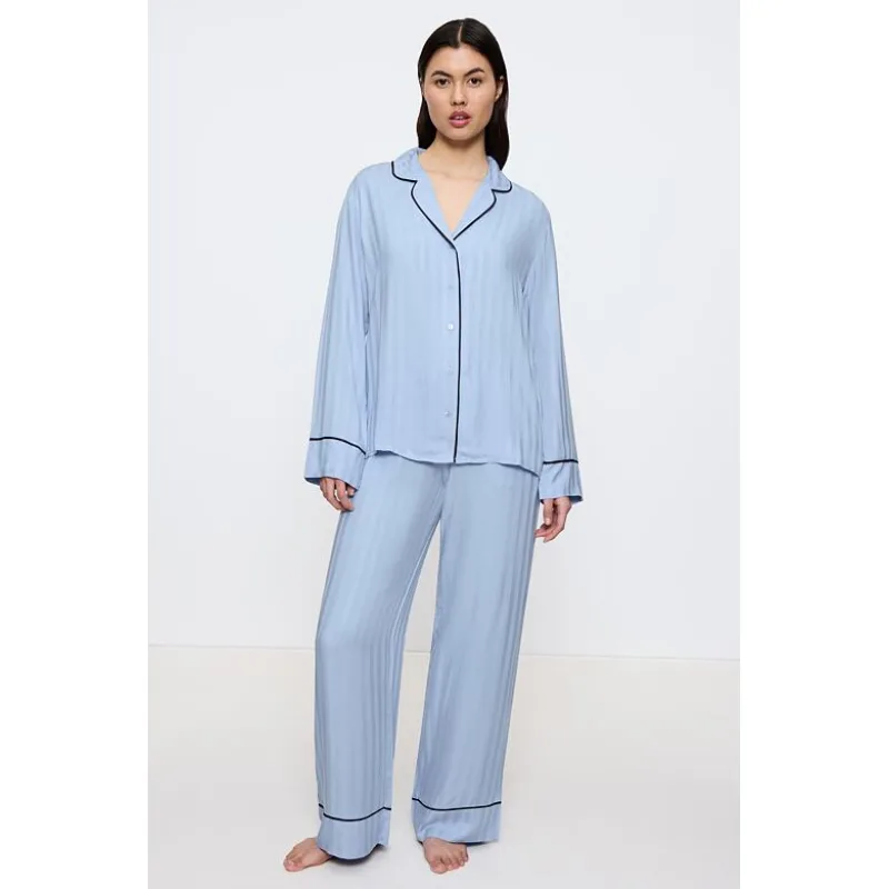Viskózové pyžamo Amourette Jacquard PW svetlomodré XXL