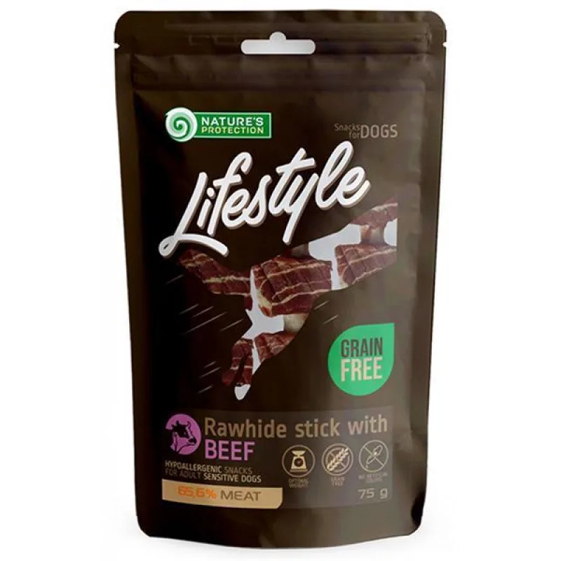 Pamlsok Natures Protection Lifestyle dog rawhide foaming sticks with beef 12x75 g