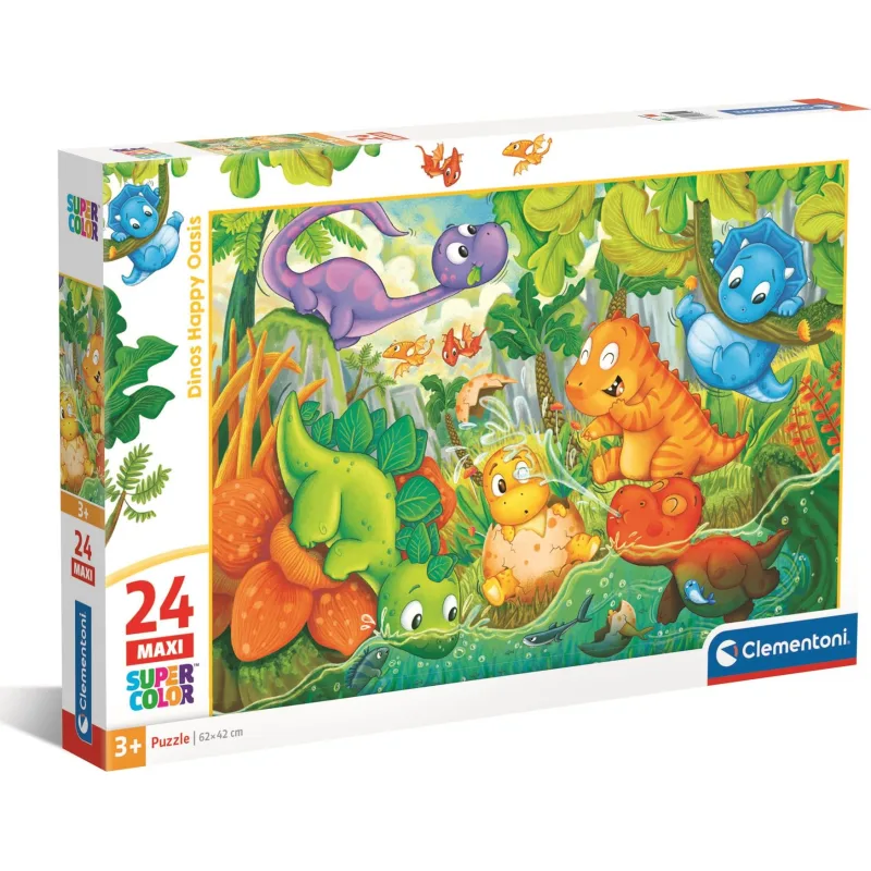Clementoni Puzzle Šťastná oáza dinosaurov MAXI 24 dielikov