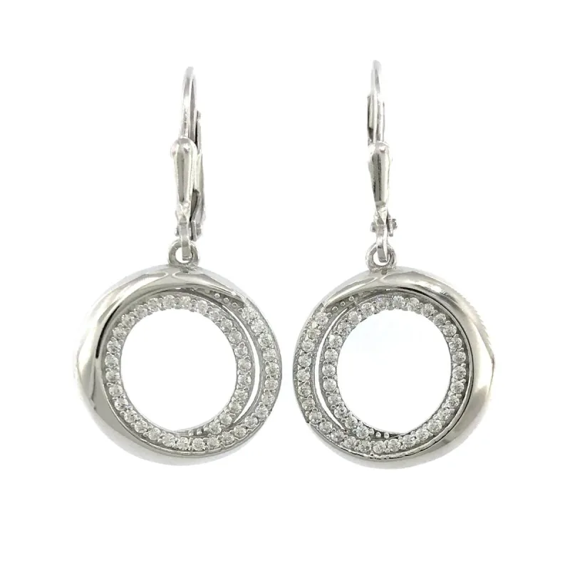 Strieborné visiace náušnice krúžky so zirkónmi