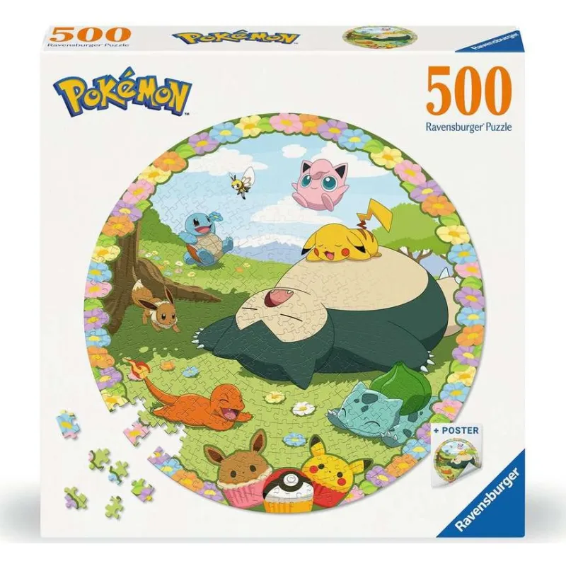 Ravensburger Okrúhle puzzle Roztomilí Pokémoni 500 dielikov