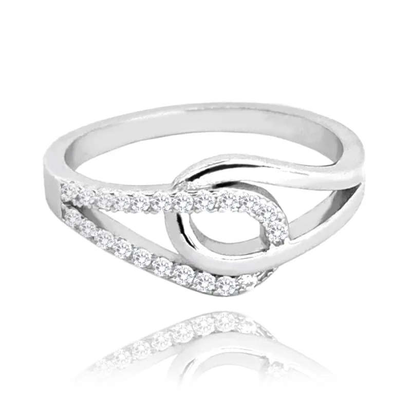 Prepletený strieborný prsteň so zirkónmi MINET JMAN0351SR, 67