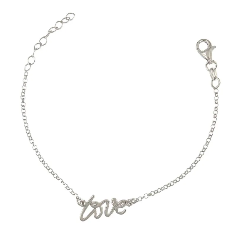Strieborný náramok LOVE dĺžka náramku 17+3cm