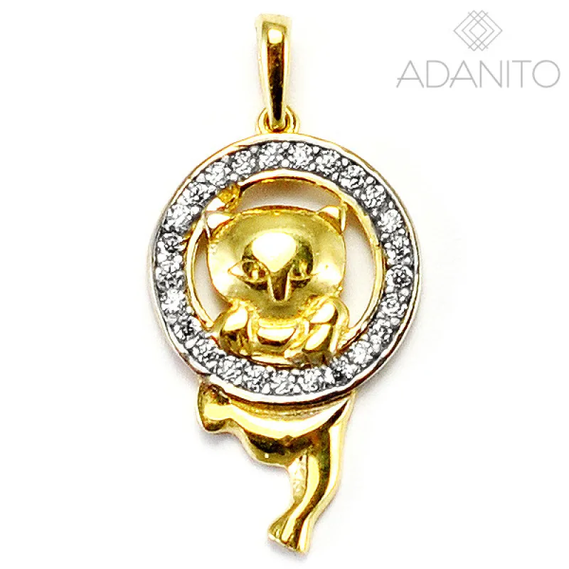 Zlatý prívesok mačka so zirkónmi ADANITO BRP0815GS