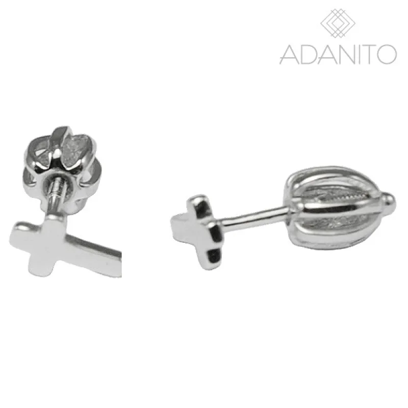 Strieborné náušnice krížiky na skrutku ADANITO EFE0004473
