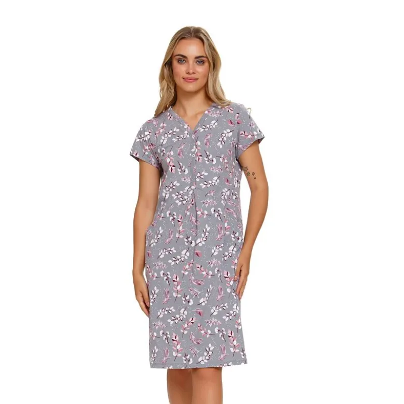 Materská nočná košeľa Naďa sivá s vetvičkami M