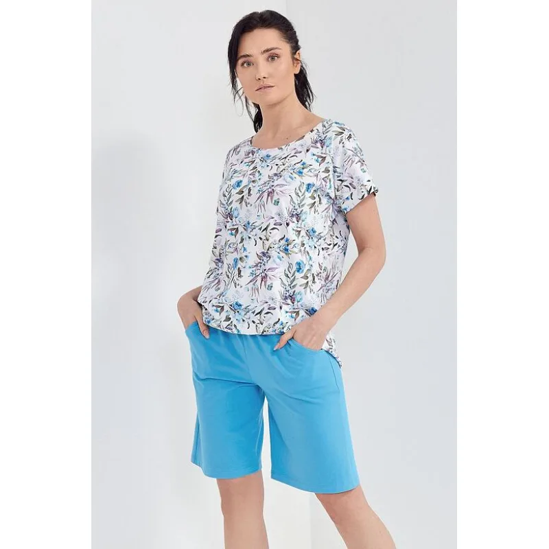 Dámske pyžamo Lilac biele s kvetinovým vzorom XXL