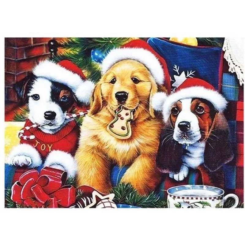 Diamantové maľovanie Norimpex 40x30 cm Psíky na Vianoce
