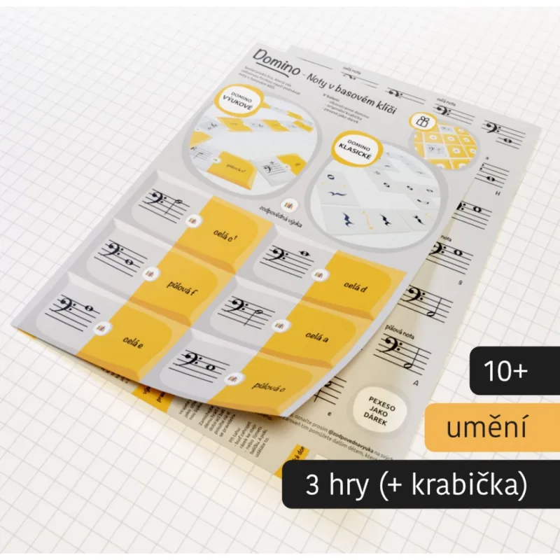 Zodpovědná výuka Domino / pexeso: Noty v basovém klíči