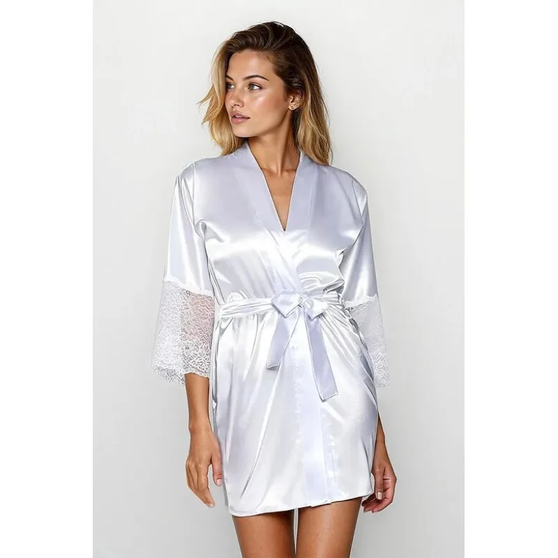 Saténový župan Clarisse biely XL