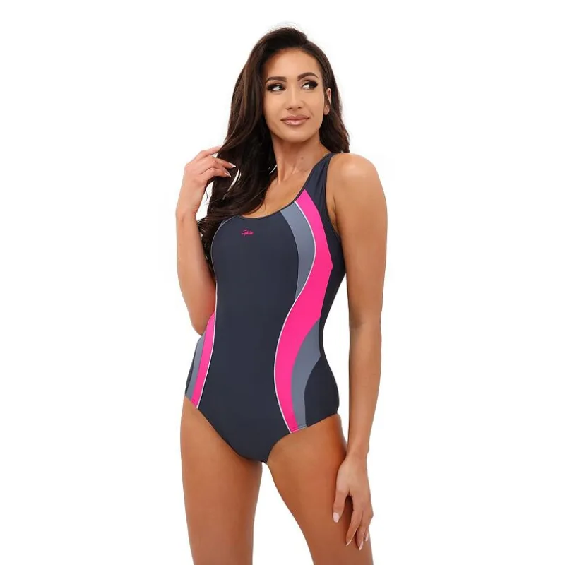 Jednodielne plavky Corzaro sivo-ružové L