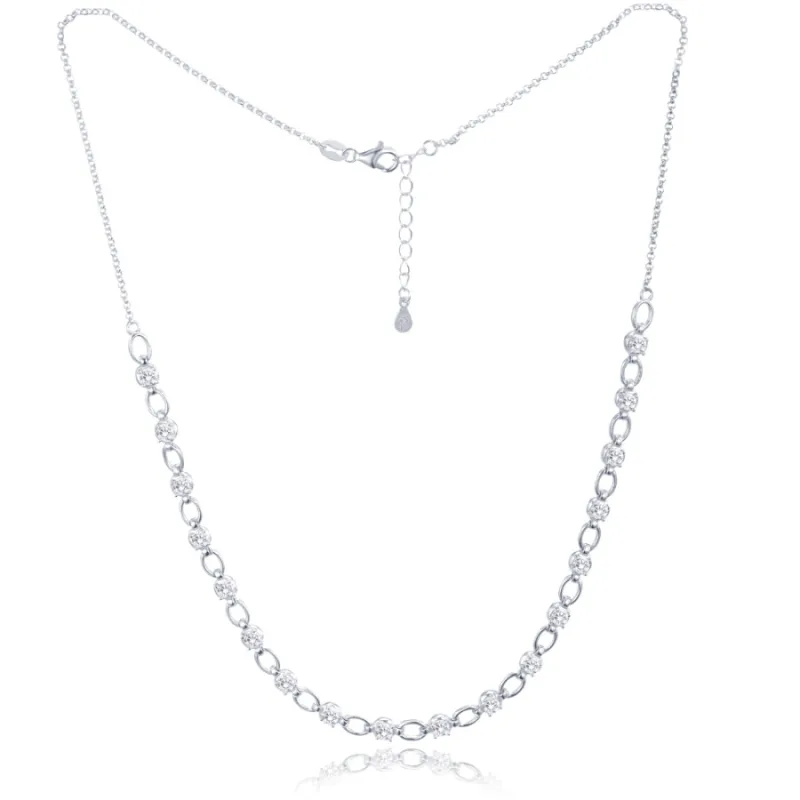 Elegantný strieborný náhrdelník s bielymi zirkónmi MINET JMAS0253SN42