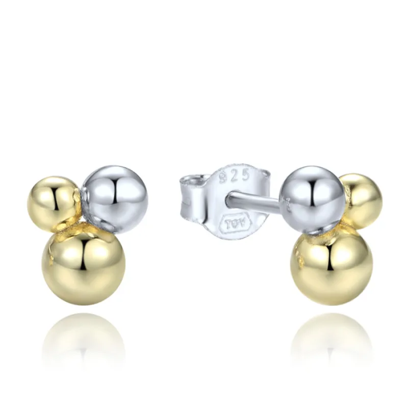 Elegantné strieborné náušnice strieborné a pozlátené guľôčky MINET JMAS0305GE00