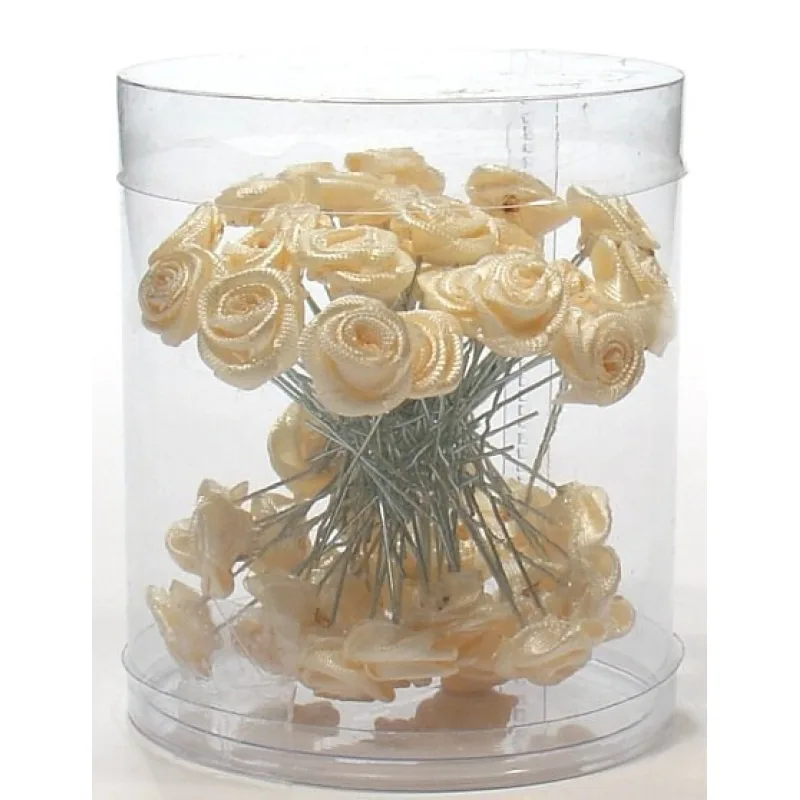 SALON Komplet Vlasové ozdoby Vlásenky s ružičkou 50ks - bežové