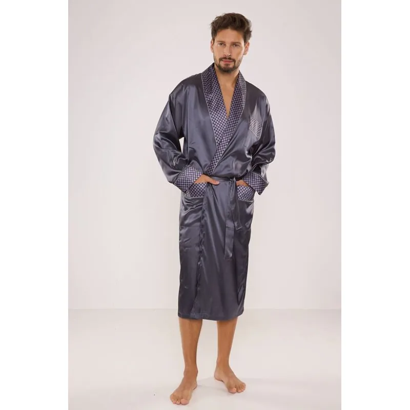Pánsky saténový župan Adam sivý XL