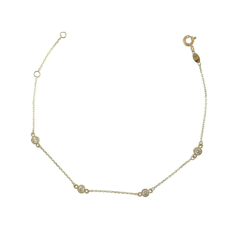 Zlatý náramok so zirkónmi Au 585/1000 hmotnosť 1,09g