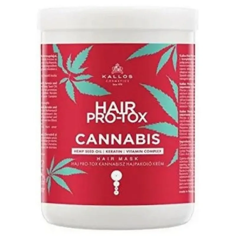 KALLOS Cannabis Pro-Tox Hair Mask 1000ml - maska na poškodené vlasy