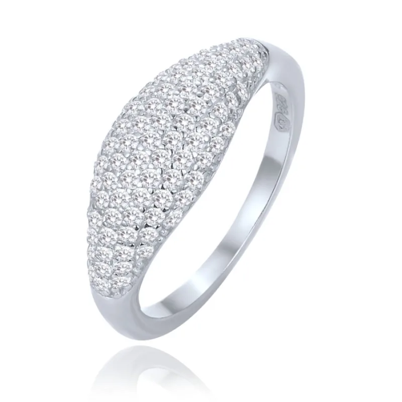 Strieborný prsteň s bielymi zirkónmi MINET JMAN0565WR, 58, 2.95 g