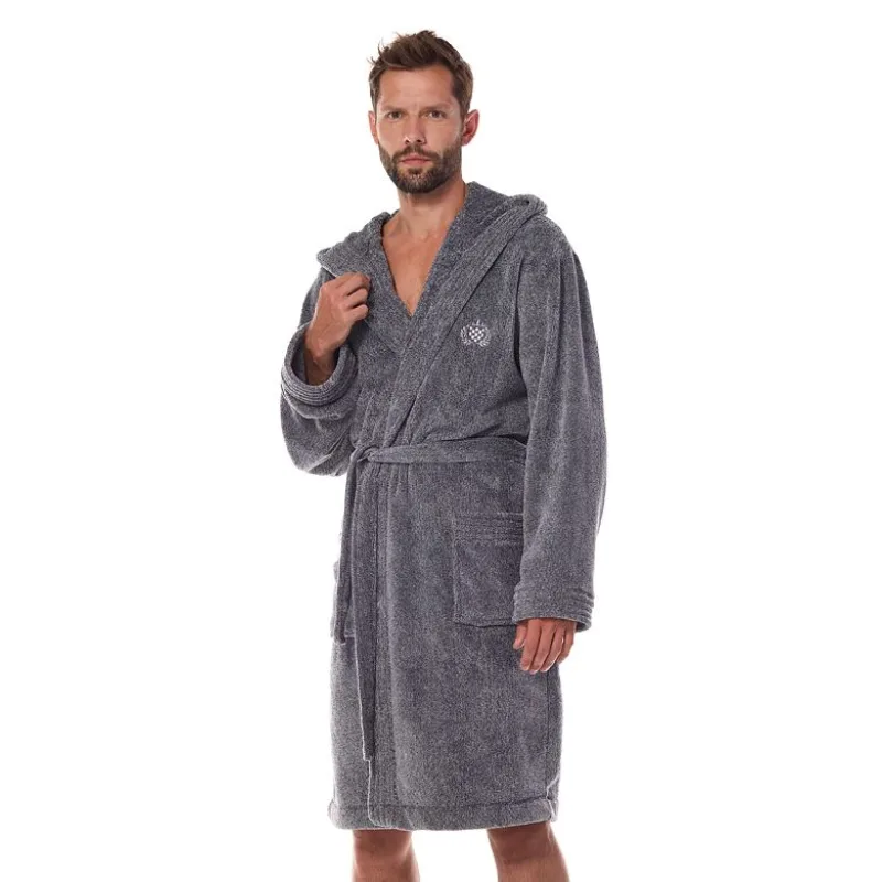 Pánsky župan Master sivý s vyšívaným znakom XL