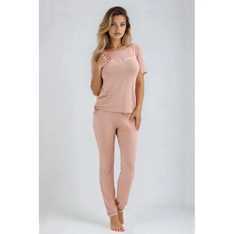 Luxusné dámske pyžamo Buri svetlohnedé XL