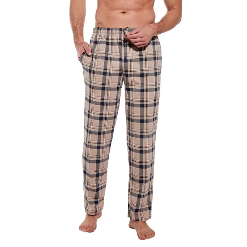 Pánske pyžamové nohavice Dominik hnedé káro XL