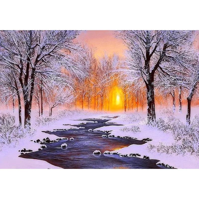 Norimpex Diamantové maľovanie Riečka v zime 40x30cm