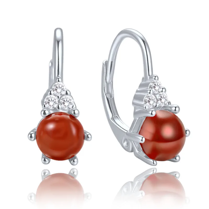 Elegantné strieborné náušnice s jaspisom a zirkónmi MINET JMAS0318CE00