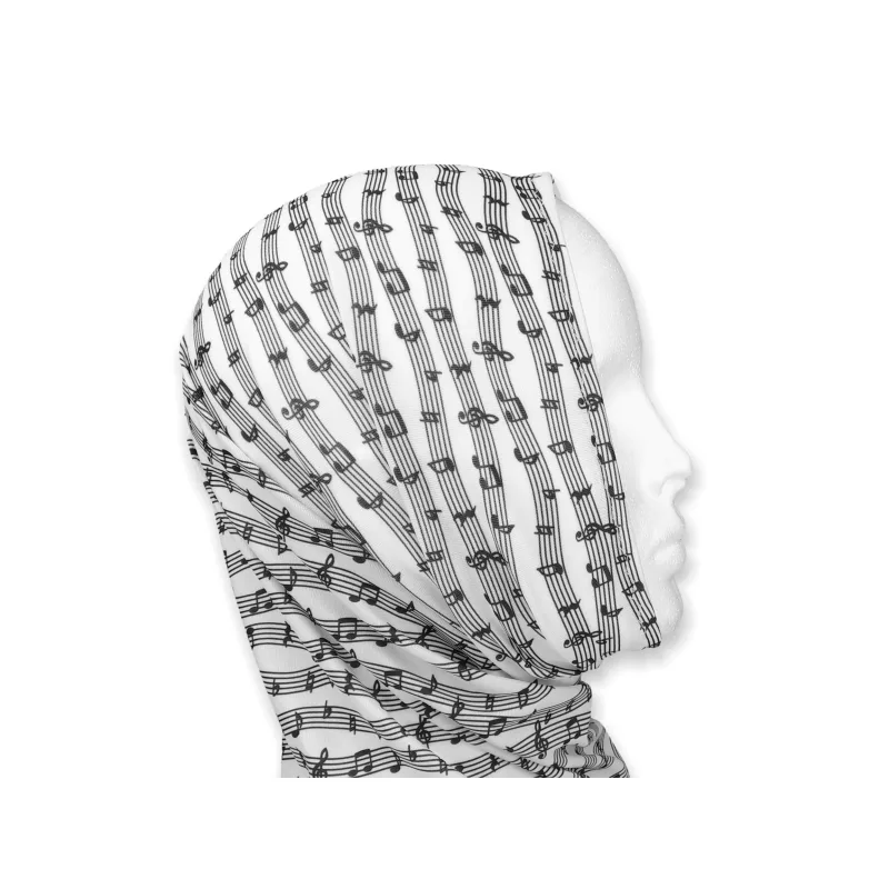 Soonrich Šátek multifunkční – noty (bílý)