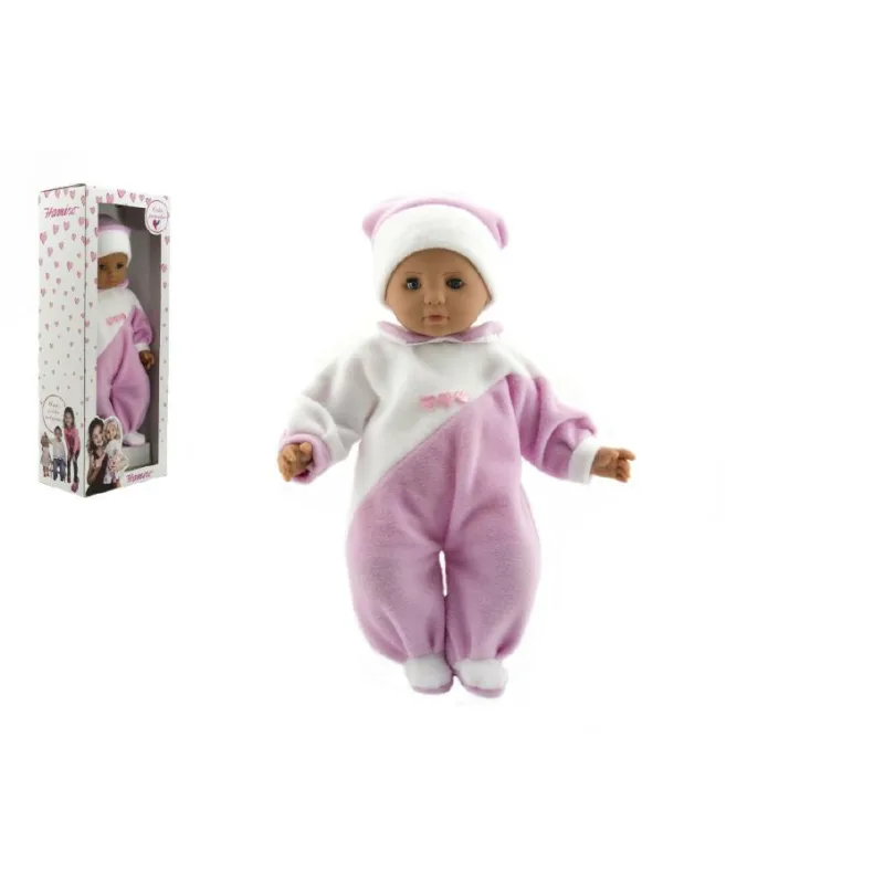 Hamiro Bábika/Bábätko 50cm, látkové telo overal ružovobiely v krabici 24x60x15cm