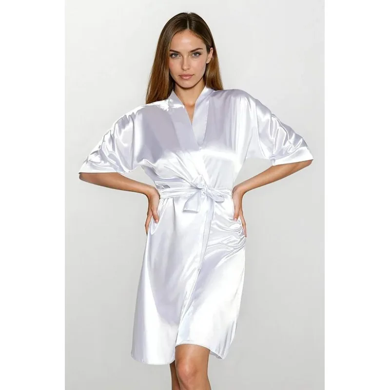 Saténový župan 100 biely XXL