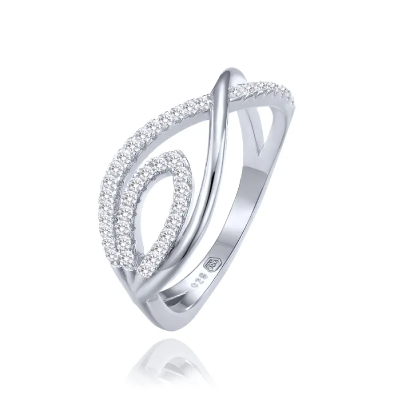 Luxusný strieborný prsteň s bielymi zirkónmi MINET JMAN0559SR, 53