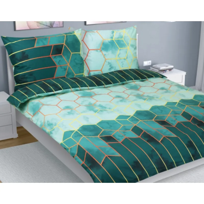 Bellatex Povlečení bavlna, Plástev zelená - 200x220, 2ks 70x90cm