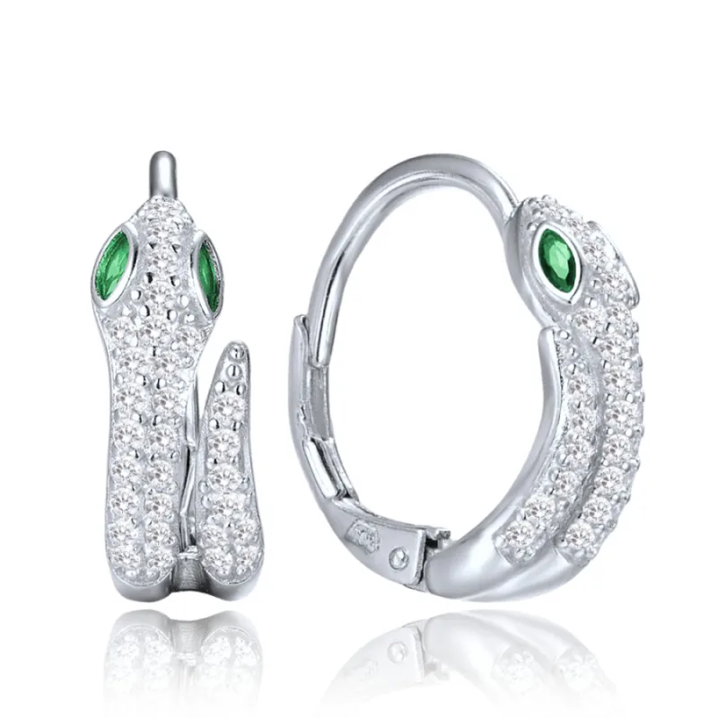 Strieborné hadie náušnice so zirkónmi MINET JMAS0324SE00