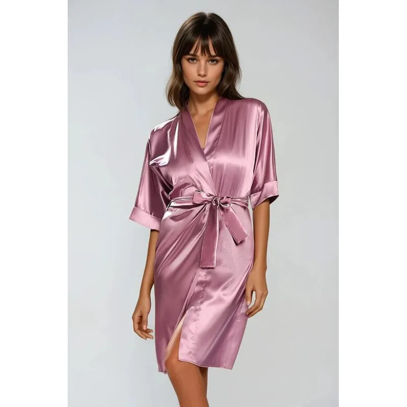 Saténový župan 100 staroružový L