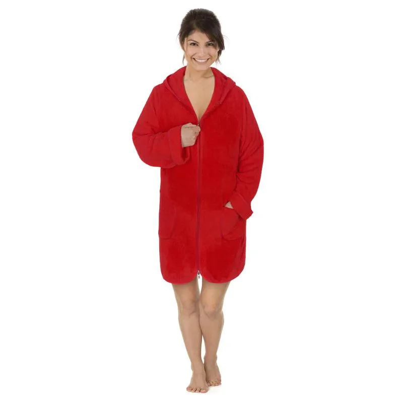 Bellatex dámský froté župan na zip červený - vel. M