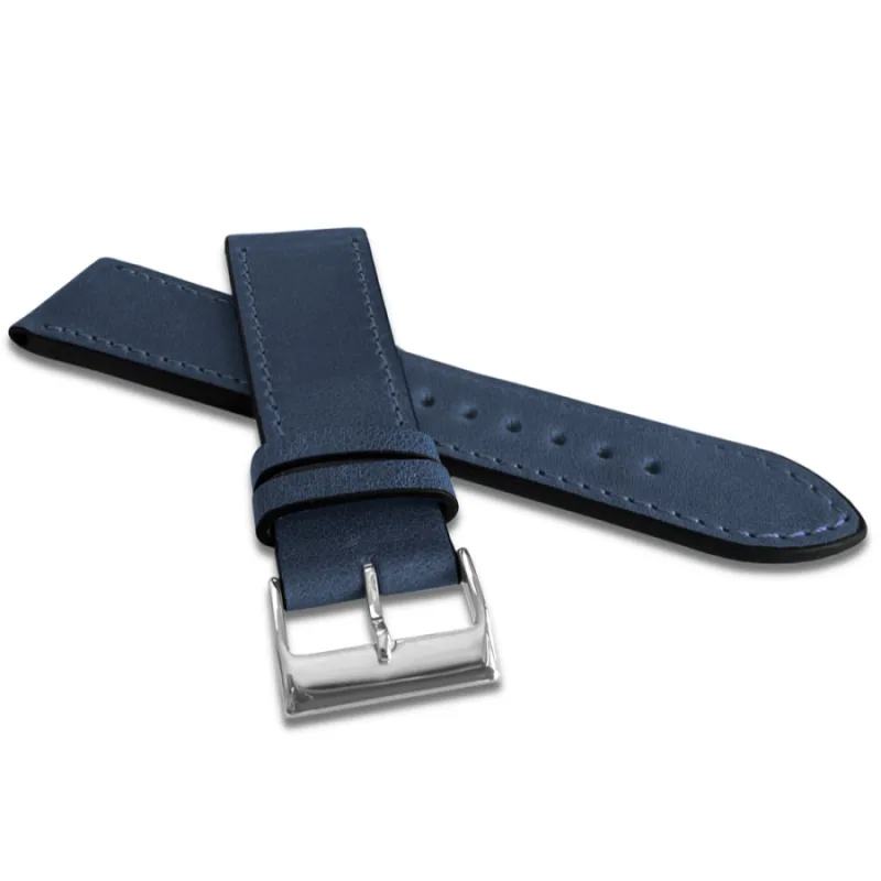 Modrý prešívaný remienok SLIM z luxusnej kože TOP GRAIN - 20 LAVVU LSZUL20