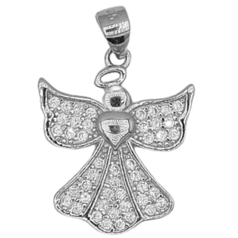 Strieborný prívesok anjel so zirkónmi BENETO AGH775
