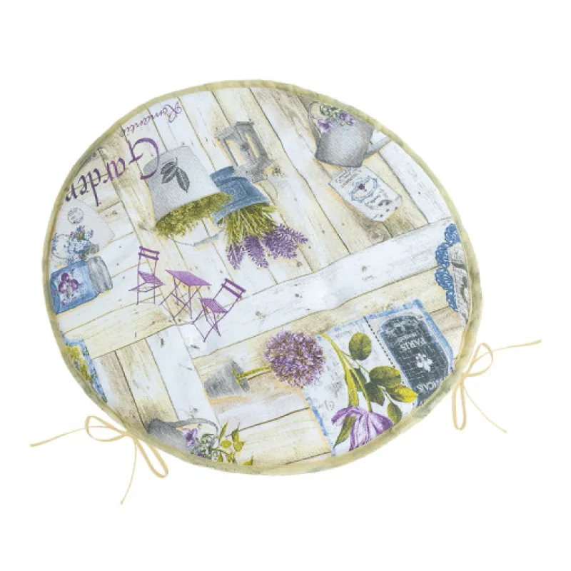 Bellatex Sedák EMA kulatý hladký, Zahrada lila - průměr 40 cm