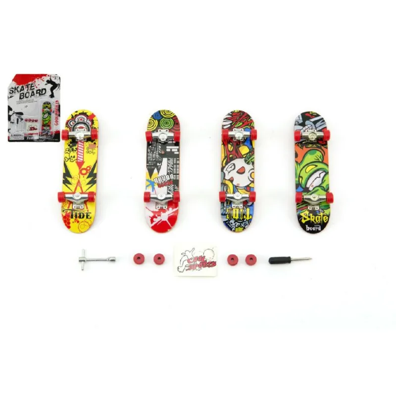 Teddies Skateboard prstový plast 10cm s doplnkami asst na karte