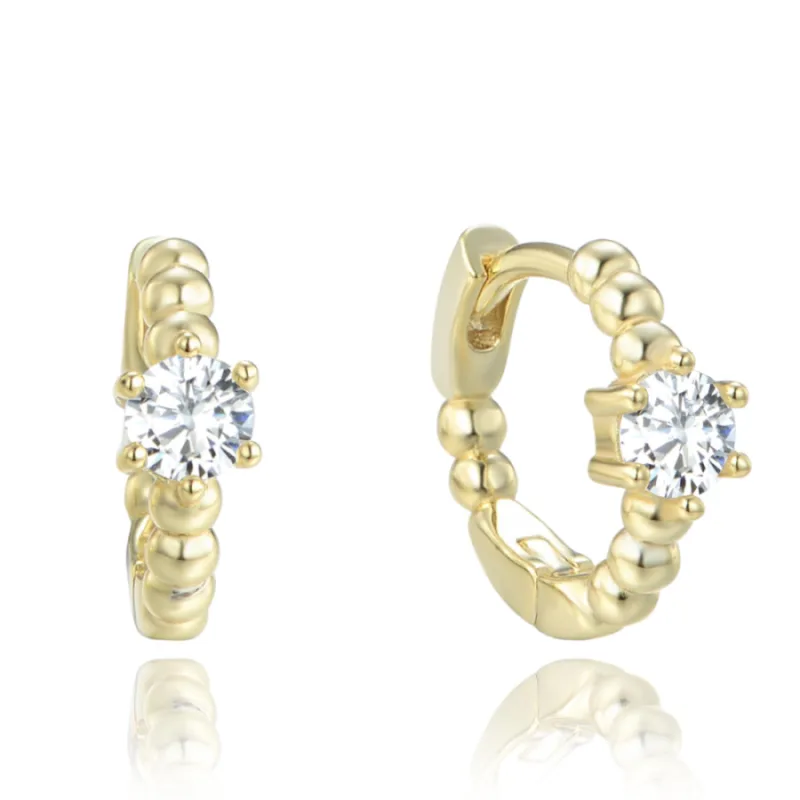 Pozlátené strieborné náušnice kruhy s bielymi zirkónmi MINET JMAS0233GE00