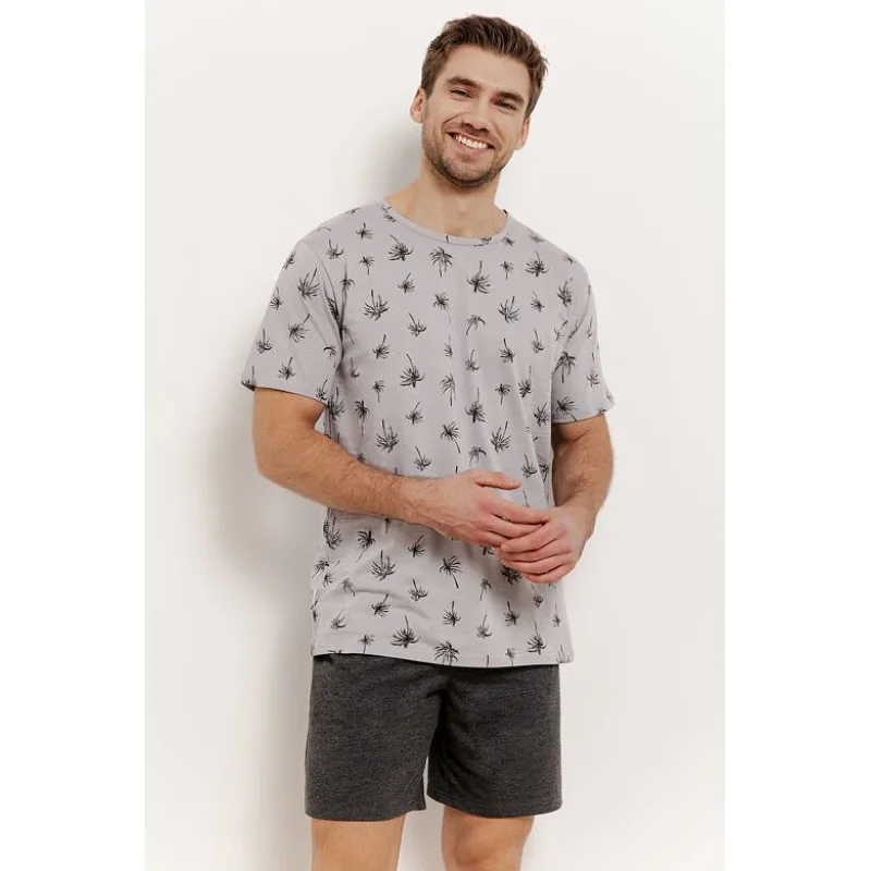 Pánske pyžamo Archie sivé s palmami M