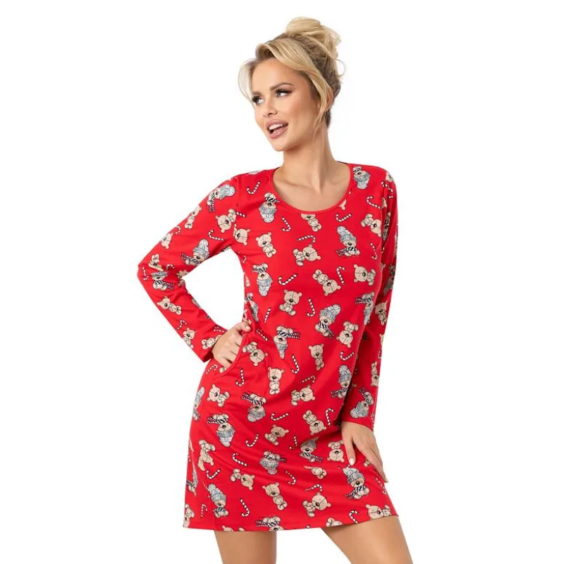 Dámska vianočná košieľka Bear červená XL