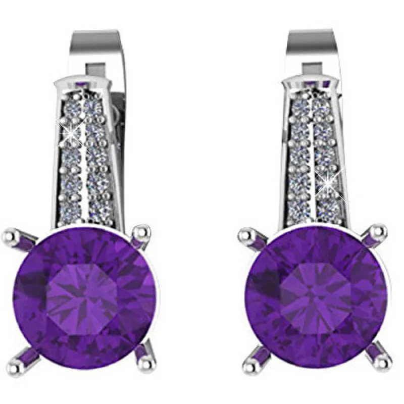 Strieborné náušnice ametyst BENETO AMEAGUC1927