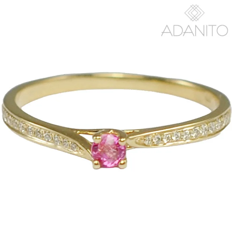 Zlatý briliantový prsteň s ružovým safírom ADANITO ZSZ537